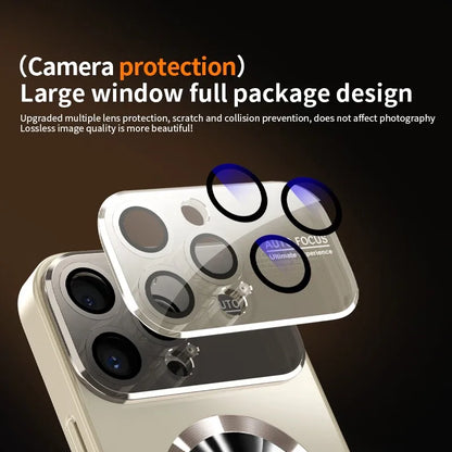 New Titanium Metallic Luxury Matte Case For iPhone 17 16 15 14 13 12 Pro Max Plus For Magsafe Glass Lens Camera Protection 2030