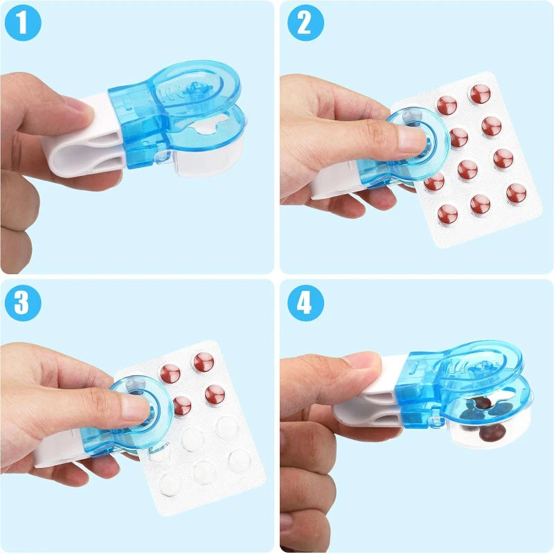 Portable Pill Taker Anti Pollution Medication Pack Opener No Contact Easy To Take Out Pills From Pack For Vitamins Pill Popper