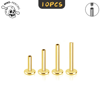 10PCS G23 ASTM F36 Titanium Labret 16G 18G Internal Thread Plug Septum Ear Lips Nose Piercing Tragus Body Jewelry Accessories