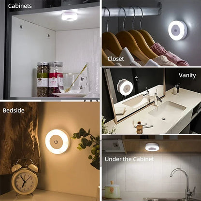Min Energy Saving Led Touch Sensor Night Lights USB Rechargeable Magnetic Wall Light Room Aisle Bedroom Portable Night Lamp