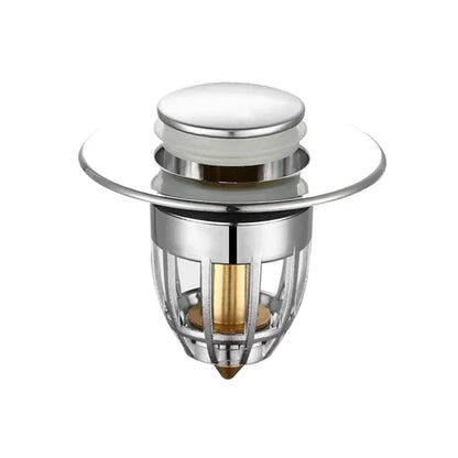 Universal Chrome Push Rebound Drain Stopper Pop Up Filter With Hair Catcher For Bathroom Kitchen Bathtub Wash Basin Sink