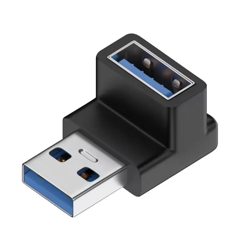 NNBILI USB3.0 Male to Female Right Angle Extension Adapter 90 Degree USB Connector Elbow Adapter 10Gbps For Laptop PC Converter