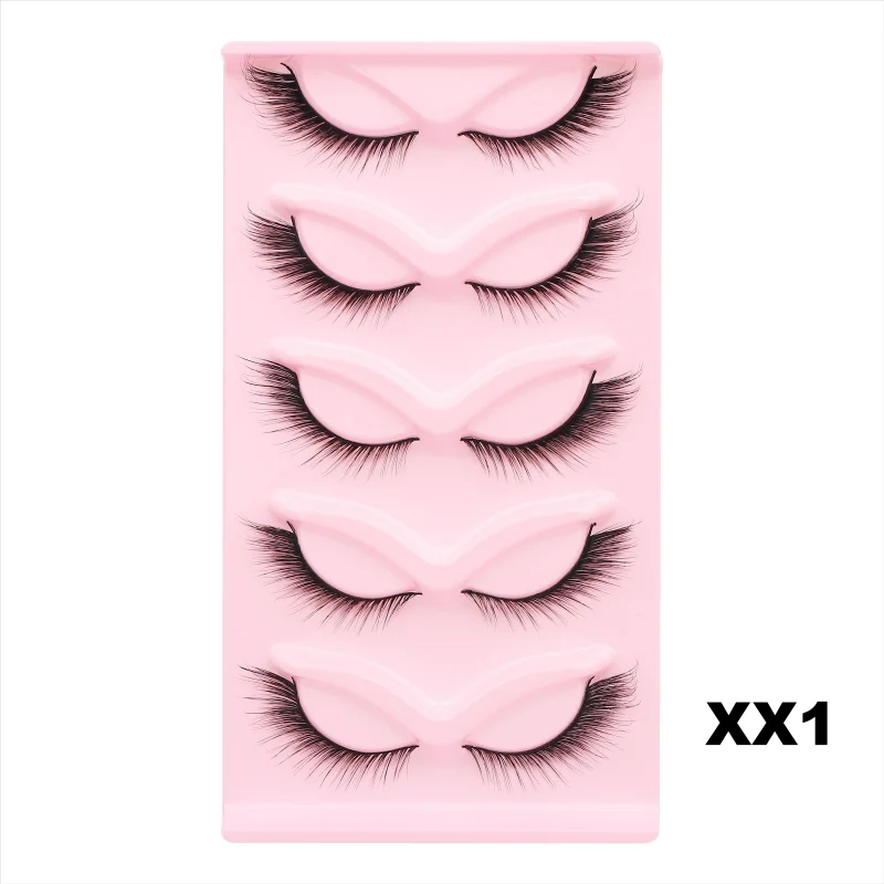 DINGSEN Cat Eye Lashes 10pairs False Eyelashes Natural Eyelashes Anime Winged Clear Band Lashes Fake Eyelash Manga Lashes Makeup