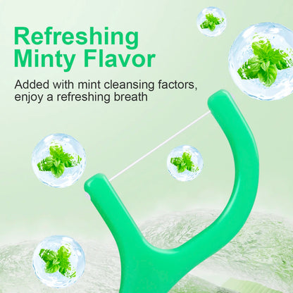 300pcs Mint Adult Dental Floss Sticks - Ultra-Fine Flosser Home Set - Portable Toothpick Thread Dental Floss Box