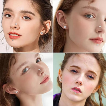 10PCS G23 ASTM F36 Titanium Labret 16G 18G Internal Thread Plug Septum Ear Lips Nose Piercing Tragus Body Jewelry Accessories