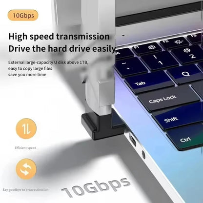 NNBILI USB3.0 Male to Female Right Angle Extension Adapter 90 Degree USB Connector Elbow Adapter 10Gbps For Laptop PC Converter