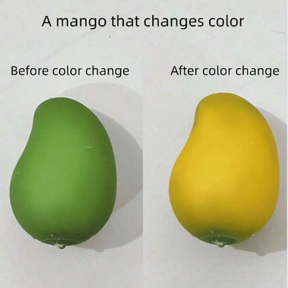 1pc Color Changing Mango Stress Relief Toy, Transforms From Warm Yellow To Green, Super Soft Slow Rebound Squeeze Toy, Cute Real