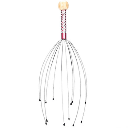 1PC Octopus Head Massager Stainless Steel Engraved Head Relaxer Brain Massage Claw Scalp Scratcher Itch Reliever Random Color