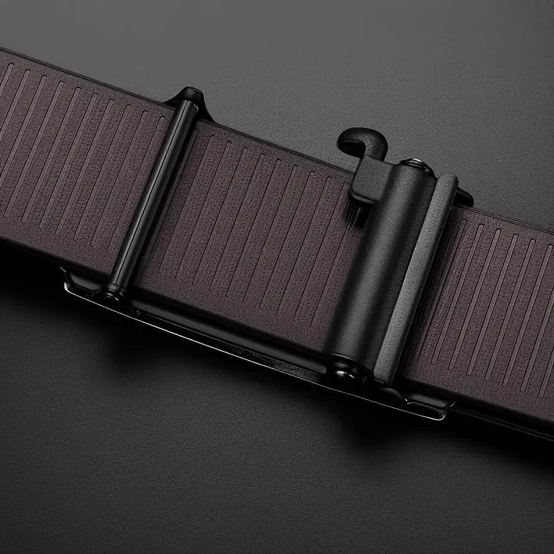PU Leather Automatic Belt for Men, Ratchet Buckle Casual Formal Strap for Work Business Party Daily Gift