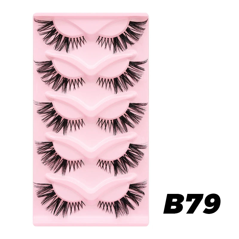 DINGSEN Cat Eye Lashes 10pairs False Eyelashes Natural Eyelashes Anime Winged Clear Band Lashes Fake Eyelash Manga Lashes Makeup