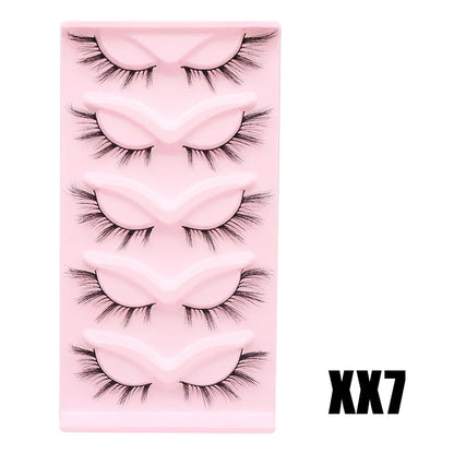 DINGSEN Cat Eye Lashes 10pairs False Eyelashes Natural Eyelashes Anime Winged Clear Band Lashes Fake Eyelash Manga Lashes Makeup