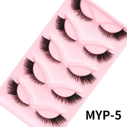 DINGSEN Cat Eye Lashes 10pairs False Eyelashes Natural Eyelashes Anime Winged Clear Band Lashes Fake Eyelash Manga Lashes Makeup