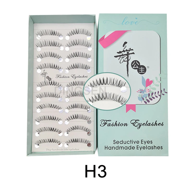 DINGSEN Cat Eye Lashes 10pairs False Eyelashes Natural Eyelashes Anime Winged Clear Band Lashes Fake Eyelash Manga Lashes Makeup