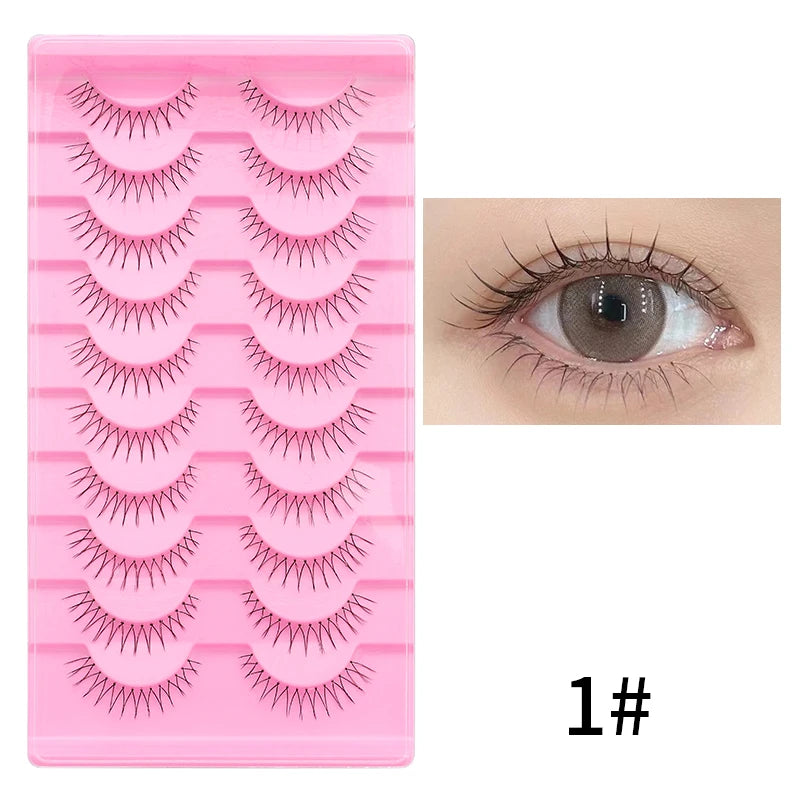 DINGSEN Cat Eye Lashes 10pairs False Eyelashes Natural Eyelashes Anime Winged Clear Band Lashes Fake Eyelash Manga Lashes Makeup