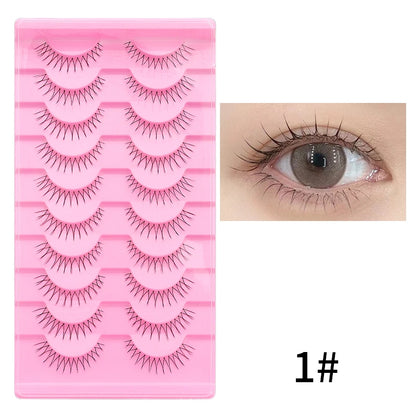 DINGSEN Cat Eye Lashes 10pairs False Eyelashes Natural Eyelashes Anime Winged Clear Band Lashes Fake Eyelash Manga Lashes Makeup
