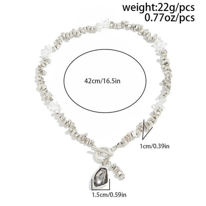 Salircon Irregular Beads Choker Necklace Women Fashion Elegant Black Acrylic Rhinestone Pendant Neck Wedding Party Jewelry Gifts