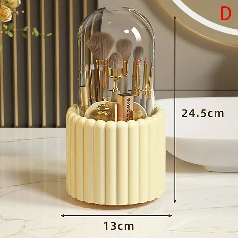 Makeup Brush Holder 360° Rotating With Lid Lipstick Eyebrow Pencil Holder Eye Shadow Storage Box Luxury Cosmetic Organizer