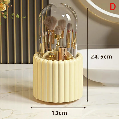 Makeup Brush Holder 360° Rotating With Lid Lipstick Eyebrow Pencil Holder Eye Shadow Storage Box Luxury Cosmetic Organizer