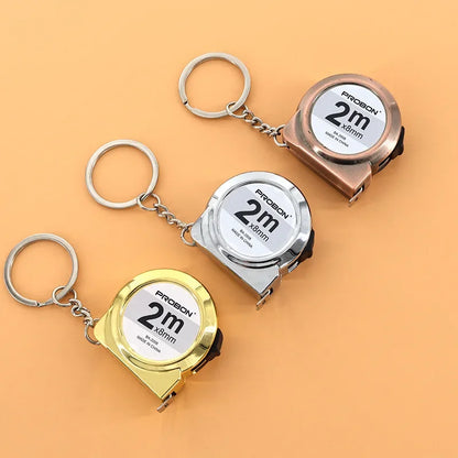 Portable Mini Tape Measure Retractable 2m Mild Steel Keychain Design Small Household Measuring Tool for DIY Crafting and Sewing