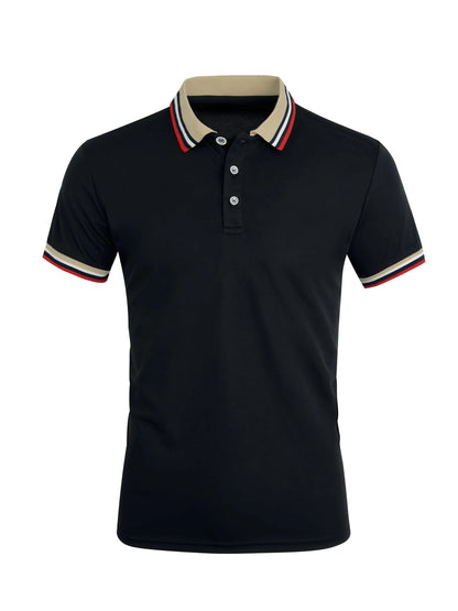 Men Summer Solid Casual Office Breathable Cotton Polo Shirt Fashion Brand Male Business High Quality Striped Short Sleeve Top
