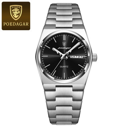 POEDAGAR Top Exquisite Woman Wristwatch Waterproof Luminous Quartz Casual Ladies Watch Date Week Stainless Steel Women's Watches