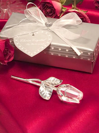 Glass Rose Mini Crystal Flower Artificial Flowers,Mini Crystal Gift Box Decoration Red Rose Flower Artificial Flowers Party Gift For Women, Glass Rose Mini Crystal Flower Artificial Flowers Wedding Party Gift Room Ornament Of
