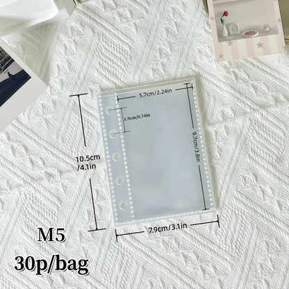10/20/30/50P/Bag M5/A6/A7 Transparent Loose-Leaf Pages, Plastic Protective Covers, Portable Sticker Books, Loose-Leaf Binders, Album Refill Pages, High-Quality Pp Material, Acid-Free and Pvc-Free, Safe for Storage, High Trans