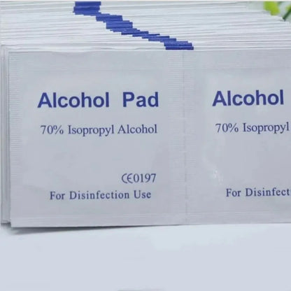 100pcs Portable Alcohol Prep Pads Disinfectant Swabs Wipes Cleaner 70% Alcohol Content Suitable for Mobile Phone Cleaning