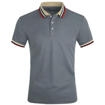 Men Summer Solid Casual Office Breathable Cotton Polo Shirt Fashion Brand Male Business High Quality Striped Short Sleeve Top