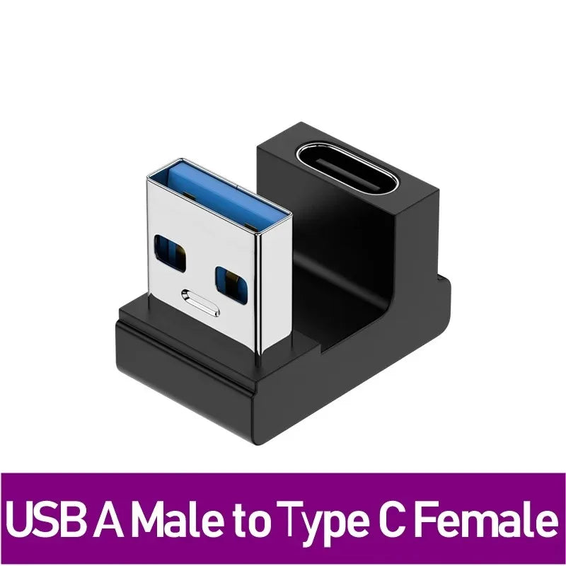 NNBILI USB3.0 Male to Female Right Angle Extension Adapter 90 Degree USB Connector Elbow Adapter 10Gbps For Laptop PC Converter