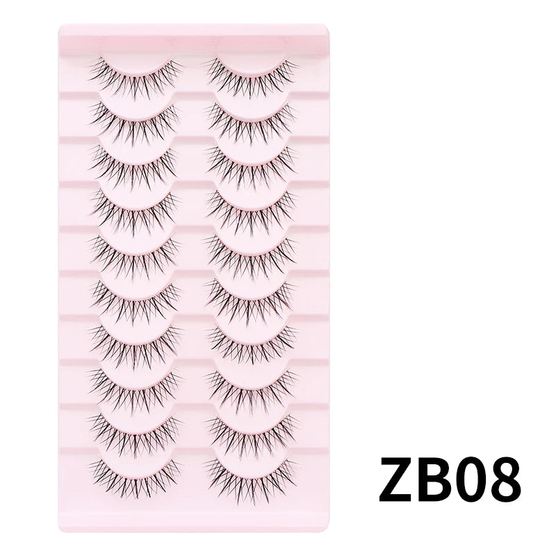 DINGSEN Cat Eye Lashes 10pairs False Eyelashes Natural Eyelashes Anime Winged Clear Band Lashes Fake Eyelash Manga Lashes Makeup