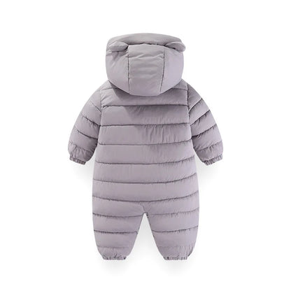 OLEKID 2025 Autumn Winter Baby Overalls Plus Velvet Hooded Warm Baby Girl Jumpsuit Toddler Boys Rompers Infant Newborn Sleepwear