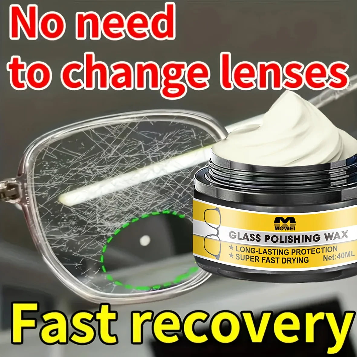 Multi-Purpose Glass & Lens Scratch Repair Kit – Multi-Function Polish & Refinishing Agent – Restores Clarity & Smooth Finish
