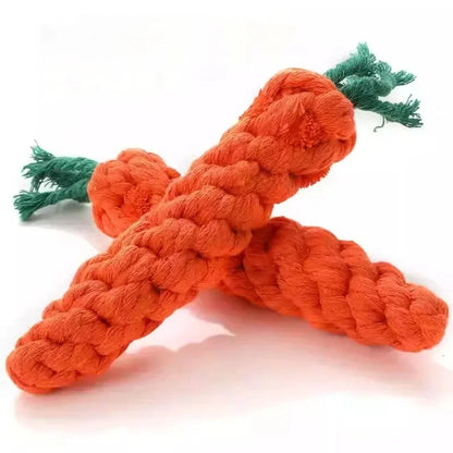 Safe Durable Carrot Dog Bite Rope Braided Chew Toy Resistant Puppy Molar Cleaning Cotton Teething Toy for Pets