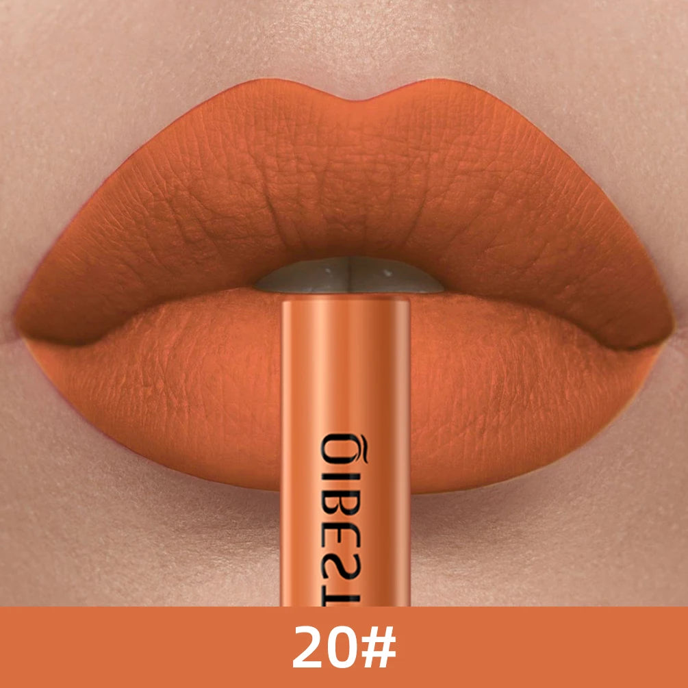 QIBEST Matte Liquid Lipstick Waterproof Long Lasting Lip Gloss Velvet Mate Nude Red Tint Tube Lipsticks Lipgloss Makeup Cosmetic