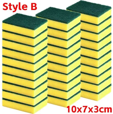 10-50Pcs Double-Sided Scouring Pads Kitchen Sponge Dishwashing Scrub Pads for Pot Bowl Home Cleaning Tools
