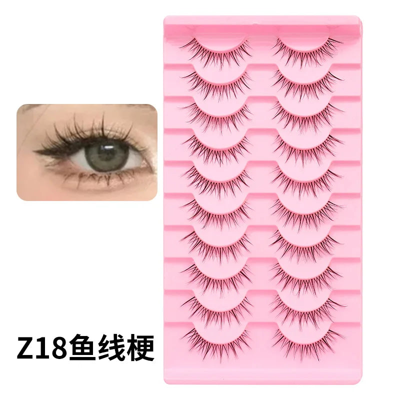 DINGSEN Cat Eye Lashes 10pairs False Eyelashes Natural Eyelashes Anime Winged Clear Band Lashes Fake Eyelash Manga Lashes Makeup