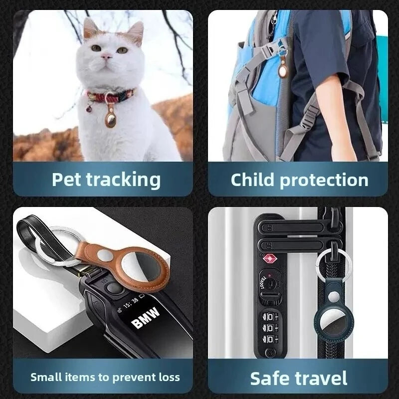 PU Leather Case for Airtag Metal Pendant Protective Case Cover Animals Tracker Accessories Waterproof Luggage Anti-Loss Keyring