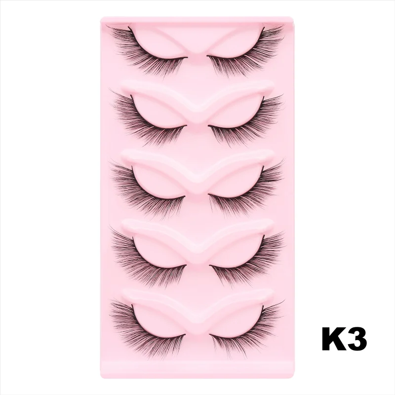 DINGSEN Cat Eye Lashes 10pairs False Eyelashes Natural Eyelashes Anime Winged Clear Band Lashes Fake Eyelash Manga Lashes Makeup