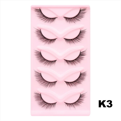 DINGSEN Cat Eye Lashes 10pairs False Eyelashes Natural Eyelashes Anime Winged Clear Band Lashes Fake Eyelash Manga Lashes Makeup