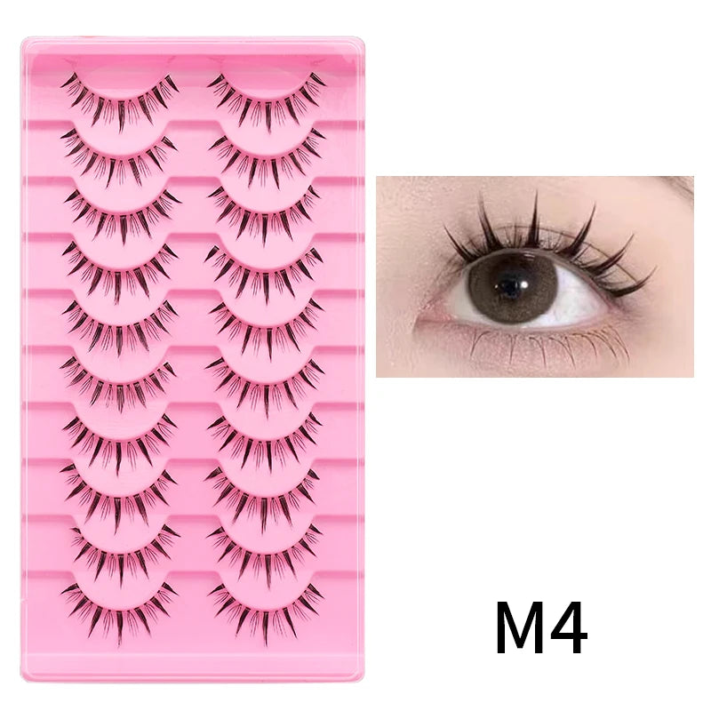 DINGSEN Cat Eye Lashes 10pairs False Eyelashes Natural Eyelashes Anime Winged Clear Band Lashes Fake Eyelash Manga Lashes Makeup