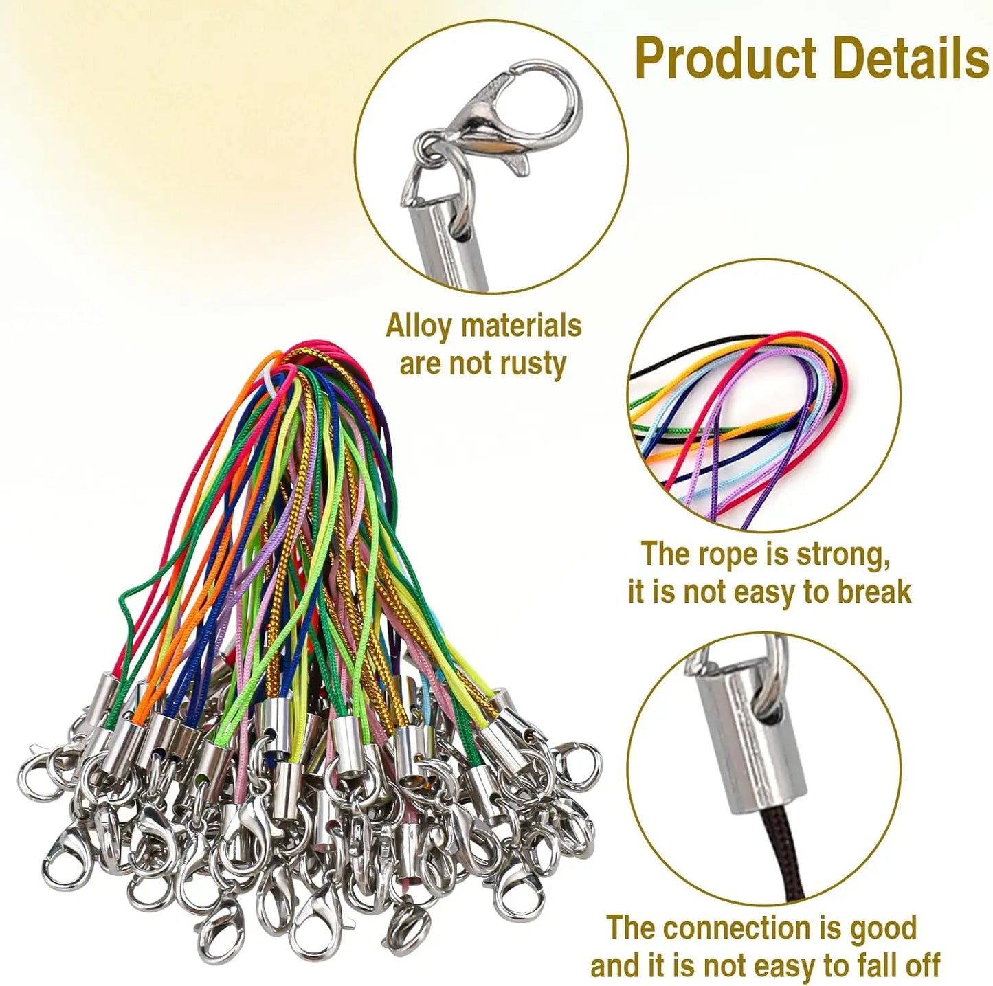 20/50/100Pcs Lanyard Lariat Strap Cords Lobster Clasp Rope Keychain Hooks Mobile Set Charms Keyring Pendant Key Ring Accessories