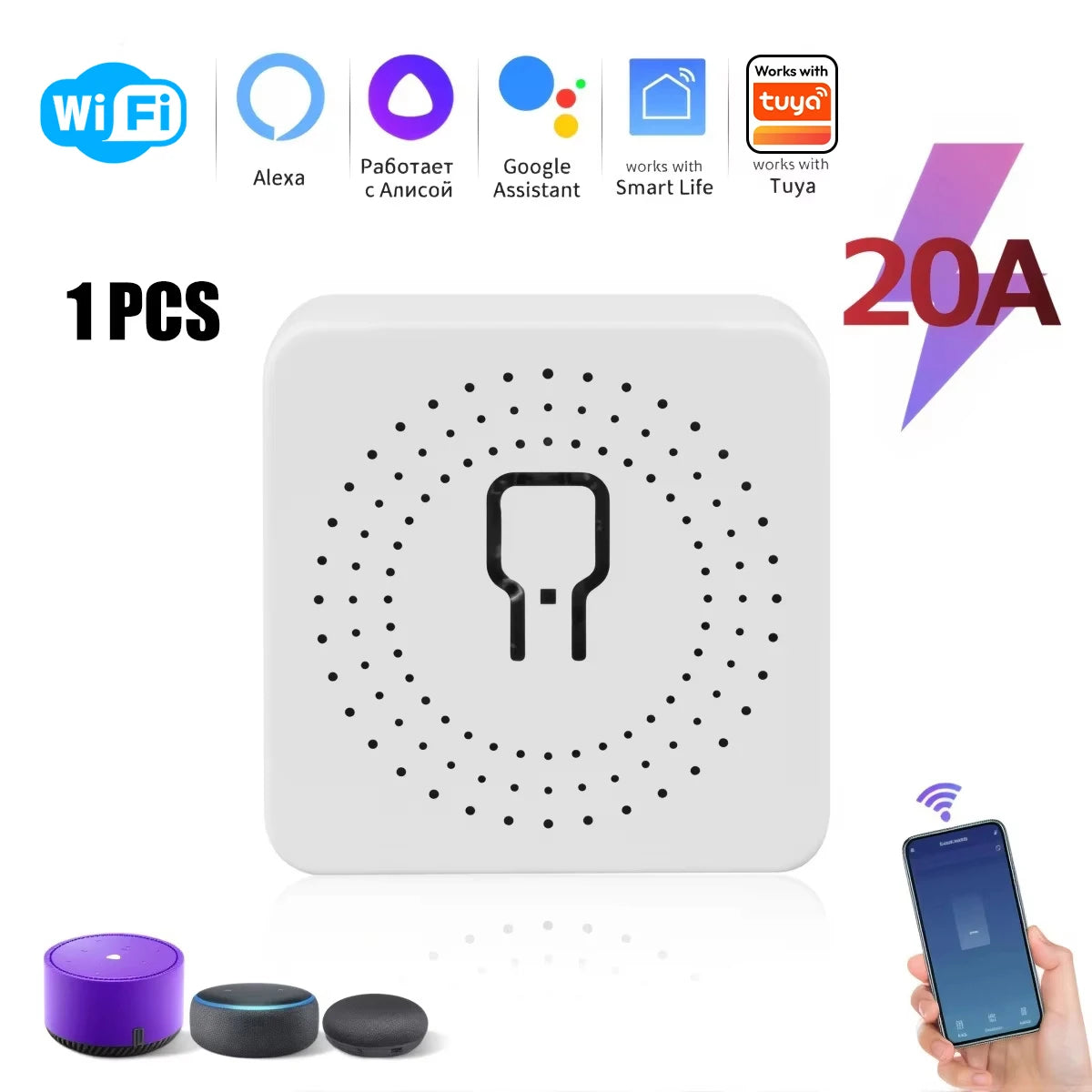 WiFi Zigbee3.0 Mini Smart Switch 2-Way Relay Breaker,Timing APP & Voice Control DIY Household Smart Home Automation Module