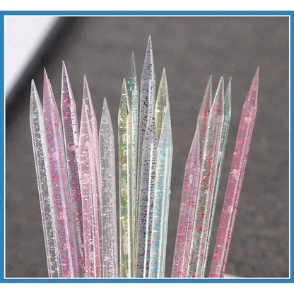 50/100pcs Reusable Double-Ended Crystal Cuticle Pusher – Professional Nail Art Tool for Cuticle Removal & Manicure Accessories