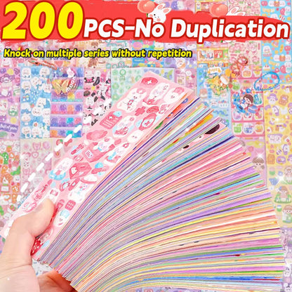 20-200 PCS Cute Stickers Goo Card Kawaii Cartoon Laser Sticker No repeat for Diary DIY School Students Decoration Stationery