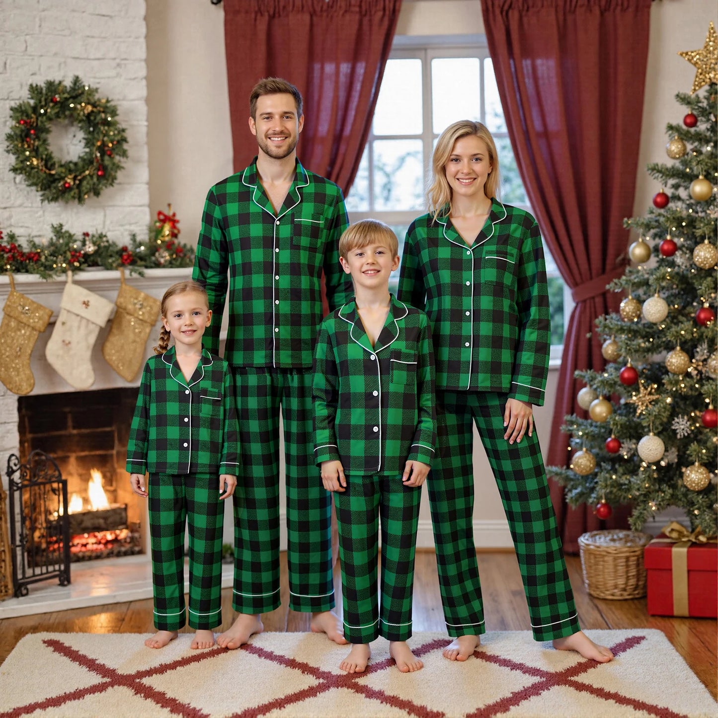 Family Matching Clothes Christmas Pajamas Mother Kids Plaid Pyjamas Set Look Sleepwear Mother And Daughter Father Son Outfits