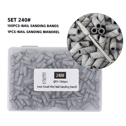 3mm Nail Sanding Bands-80/120/180/240 Grit Mini Nail Drill Bit Electric Nail File Accessory Polishing Manicure Tool 50 2030