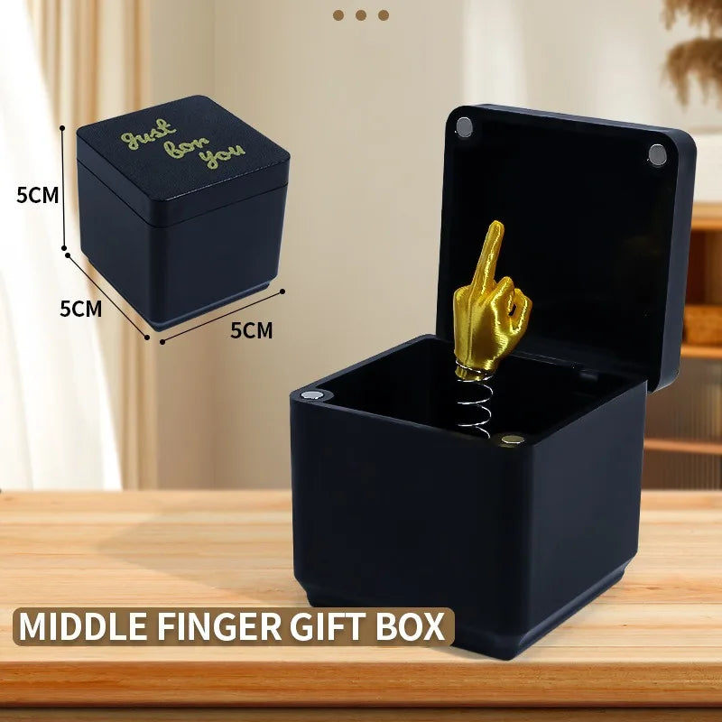 Funny Middle Finger in Box - Desk Decor Gag Gift for Halloween, Christmas & Birthday, Novelty Office Toy & Home Decoration