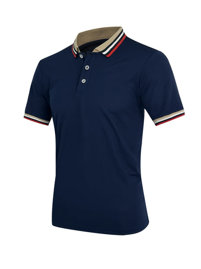 Men Summer Solid Casual Office Breathable Cotton Polo Shirt Fashion Brand Male Business High Quality Striped Short Sleeve Top