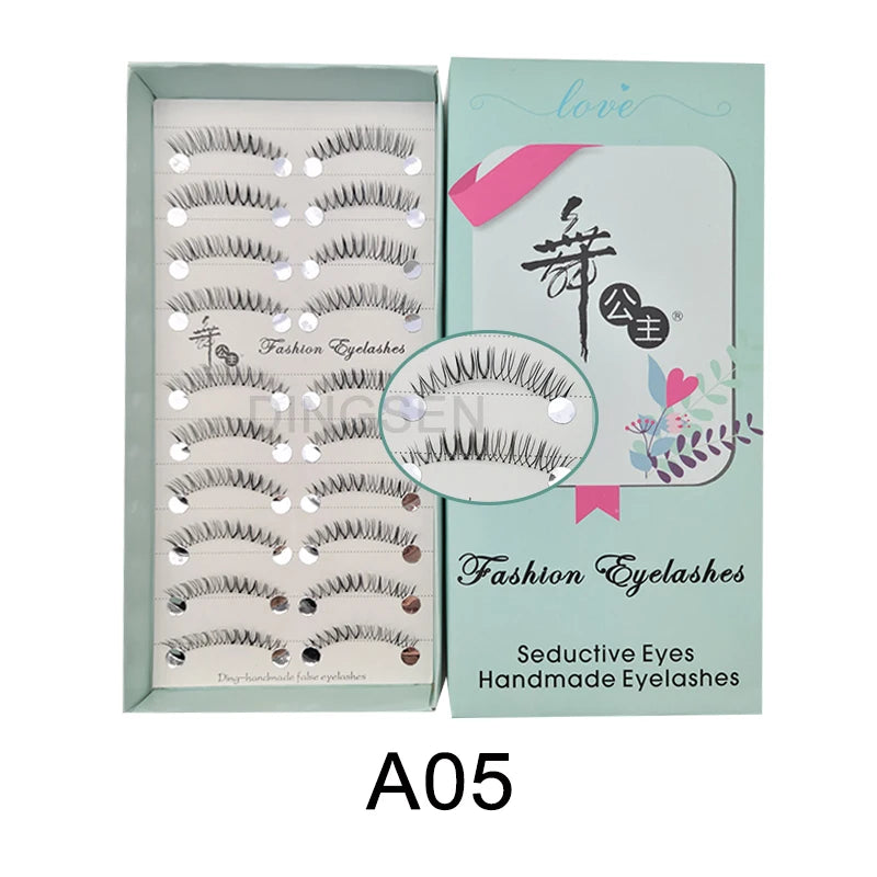 DINGSEN Cat Eye Lashes 10pairs False Eyelashes Natural Eyelashes Anime Winged Clear Band Lashes Fake Eyelash Manga Lashes Makeup